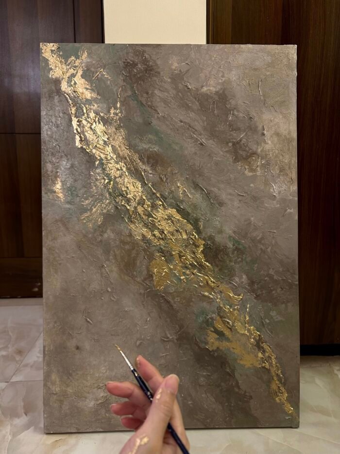 Golden Path – Handmade Textured Painting in Elegant Shades - Image 3