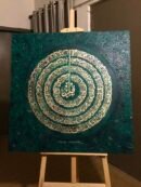 The 4 Quls – Gold Calligraphy on Green Canvas