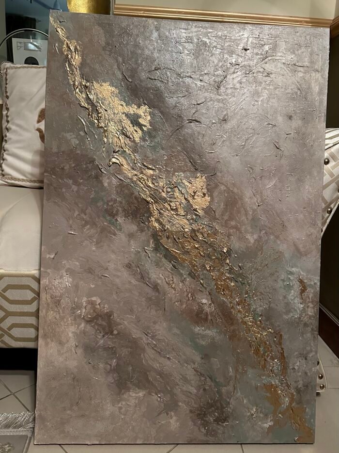 Golden Path – Handmade Textured Painting in Elegant Shades - Image 2