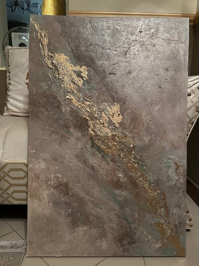 Golden Path – Handmade Textured Painting in Elegant Shades - Image 4